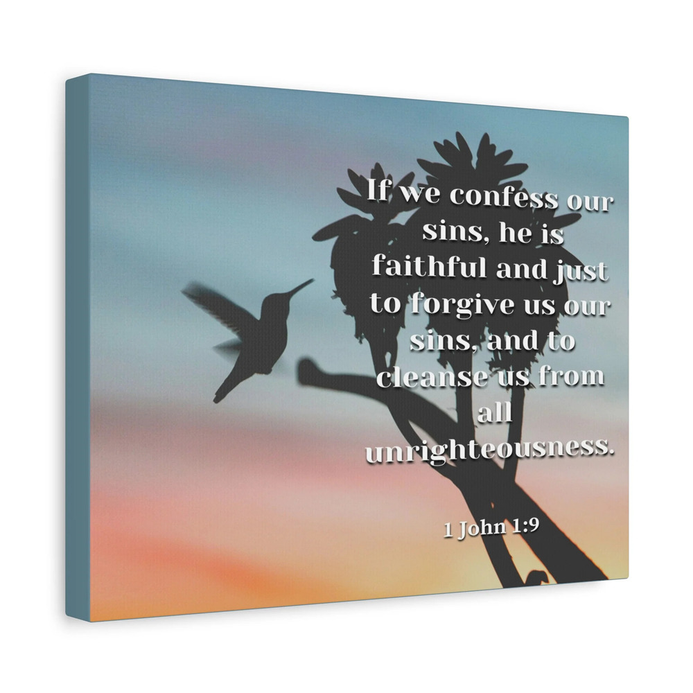 Scripture Canvas Forgive Us 1 John 1:9 Christian Wall Art Bible Verse Print